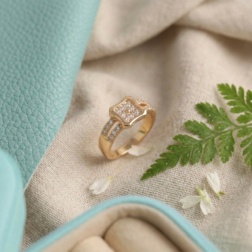 American Diamond Square Design Finger Ring