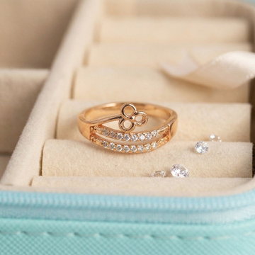 American Diamond Floral Adjustable Finger Ring