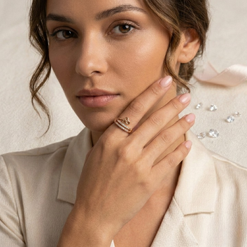 American Diamond Floral Adjustable Finger Ring